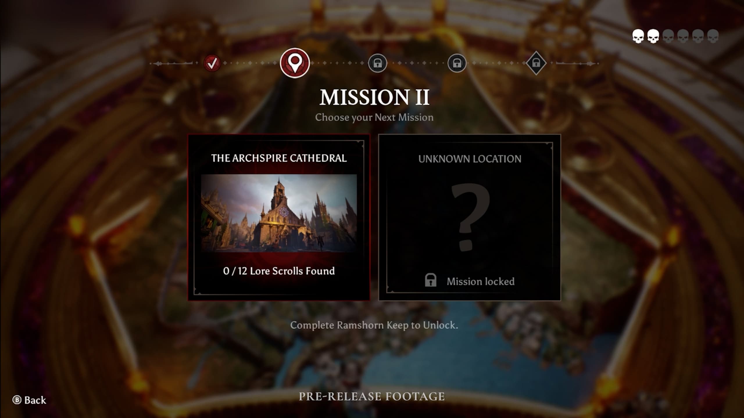 Official pre-release Crimson Moon War Table mission screen